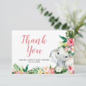 熱帯象ガールベビーシャワーサンキューカード サンキューカード (スタンド正面)