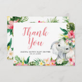 熱帯象ガールベビーシャワーサンキューカード サンキューカード (正面/裏面)