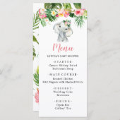 熱帯象ガール赤ちゃんシャワーメニューサイン メニュー (正面/裏面)