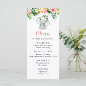 熱帯象ガール赤ちゃんシャワーメニューサイン メニュー (スタンド正面)