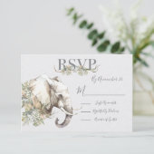 熱帯象結婚の応答カードRSVP 出欠カード (スタンド正面)