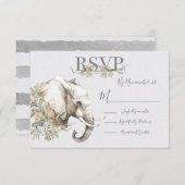 熱帯象結婚の応答カードRSVP 出欠カード (正面/裏面)
