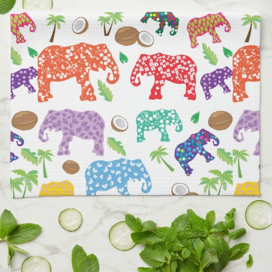 熱帯象 キッチンタオル (折り畳み)