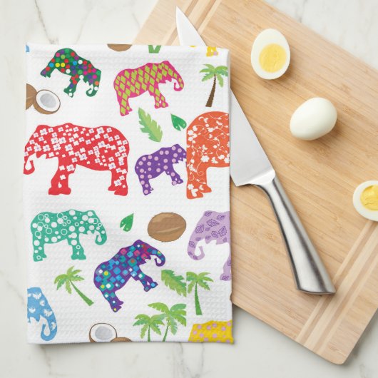 熱帯象 キッチンタオル (四つ折り)