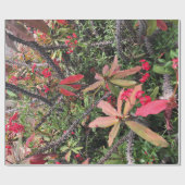 熱帯赤いおよび緑の植物のつる植物 ラッピングペーパー (フラット)