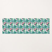 熱帯赤と緑のパーム葉 ヨガマット (正面(横))