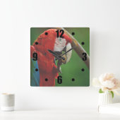 熱帯赤オウム スクエア壁時計 (ホーム)