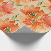 熱帯赤オレンジ色の花の三輪 ラッピングペーパー (角)