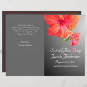 熱帯赤ハイビスカスフラワーウェディングプログラム (正面/裏面)