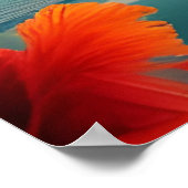 熱帯赤ハイビスカスフラワーズビーチ海ヤシ ポスター (角)