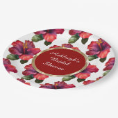 熱帯赤ハイビスカスフラワーズブライダルシャワー ペーパープレート (アングル)
