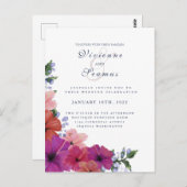 熱帯赤ハイビスカス花結婚式招待状 ポストカード (正面/裏面)
