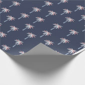 熱帯赤面のピンクのヤシの木の海軍 ラッピングペーパー (角)
