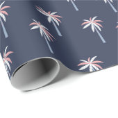 熱帯赤面のピンクのヤシの木の海軍 ラッピングペーパー (ロールコーナー)