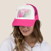 熱帯赤面のミントの緑の白い水彩画の花柄 キャップ (インサイチュ)