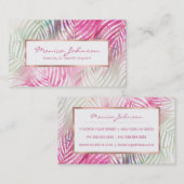 熱帯赤面のミントの緑の白い水彩画の花柄 名刺 (正面/裏面)