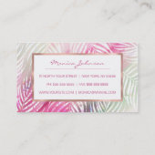 熱帯赤面のミントの緑の白い水彩画の花柄 名刺 (裏面)