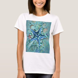 熱帯違う貝類のタイ絵画プ Tシャツ