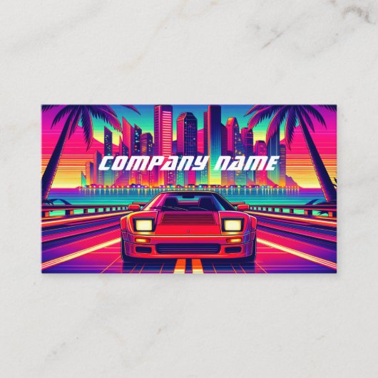 熱帯都市の赤いスポーツカー 名刺 (正面)