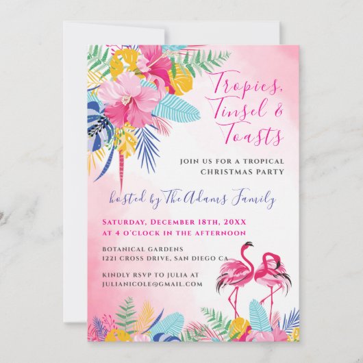 熱帯野生の森フラミンゴクリスマスパーティー 招待状 (正面)