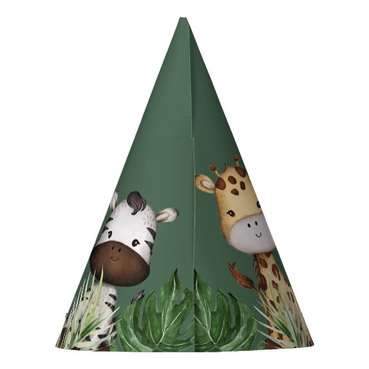 熱帯野生の1つのジャングル動物の誕生日 パーティーハット (裏面)