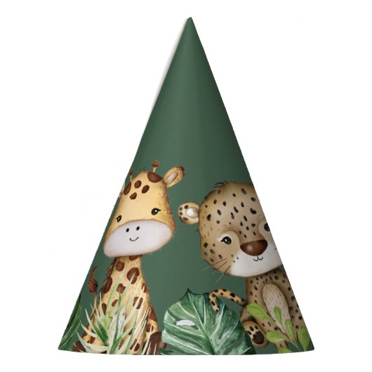 熱帯野生の1つのジャングル動物の誕生日 パーティーハット (左)