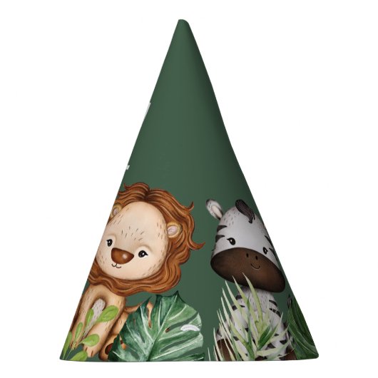 熱帯野生の1つのジャングル動物の誕生日 パーティーハット (右)