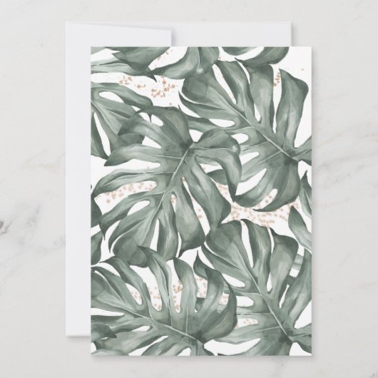 熱帯野生動物のヤシ金ゴールド赤ちゃんシャワー 招待状 (裏面)