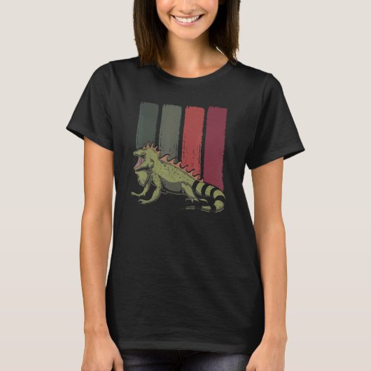 熱帯野生生物トカゲ動物爬虫類レトロイグア Tシャツ (正面)