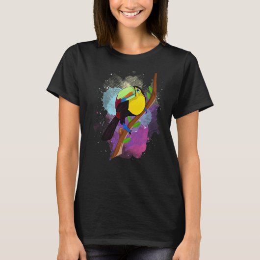 熱帯野鳥野生動物カラフル Tシャツ (正面)