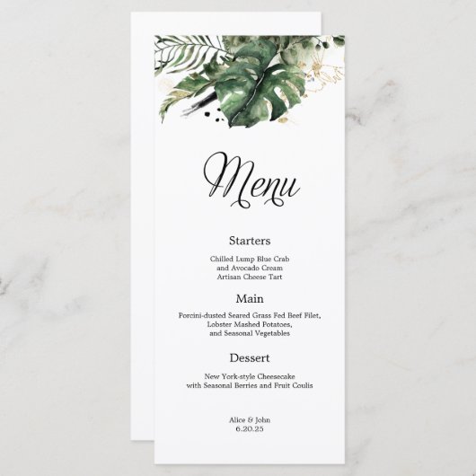 熱帯金ゴールドと緑結婚のメニュー メニュー (正面/裏面)