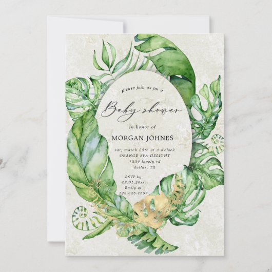 熱帯金ゴールドのエレガント葉の赤ちゃんシャワー (正面)