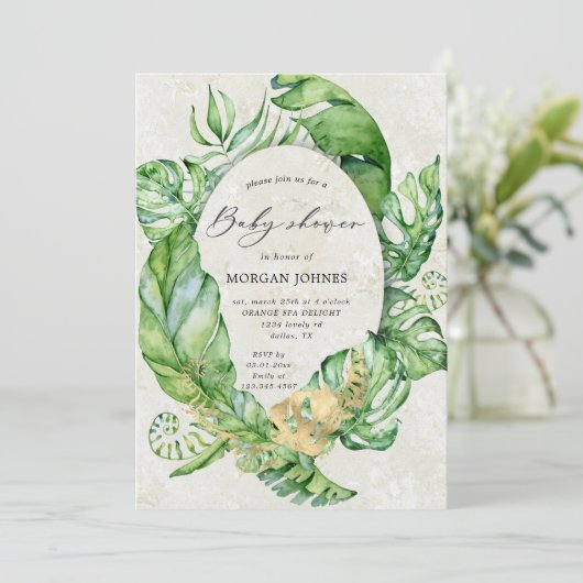 熱帯金ゴールドのエレガント葉の赤ちゃんシャワー (スタンド正面)