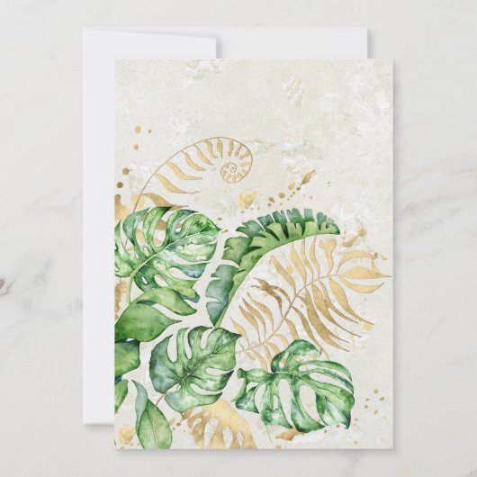 熱帯金ゴールドのエレガント葉の赤ちゃんシャワー (裏面)