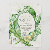 熱帯金ゴールドのエレガント葉の赤ちゃんシャワー (正面/裏面)