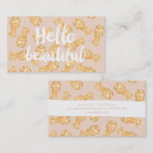 熱帯金ゴールドのハワイのパイナップル美しいのタイポグラフィ 名刺 (正面/裏面)