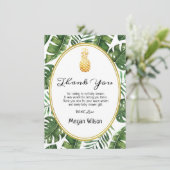 熱帯金ゴールドのパイナップルベビーシャワーのサンキューカード 招待状 (スタンド正面)