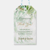 熱帯金ゴールドのヤシの葉葉の緑の背景 ギフトタグ (正面)