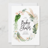 熱帯金ゴールドの幾何学的フローラガーリー葉 セーブザデート (正面)