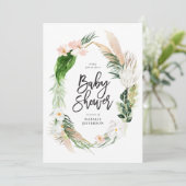 熱帯金ゴールドの幾何学的フローラガーリー葉 セーブザデート (スタンド正面)