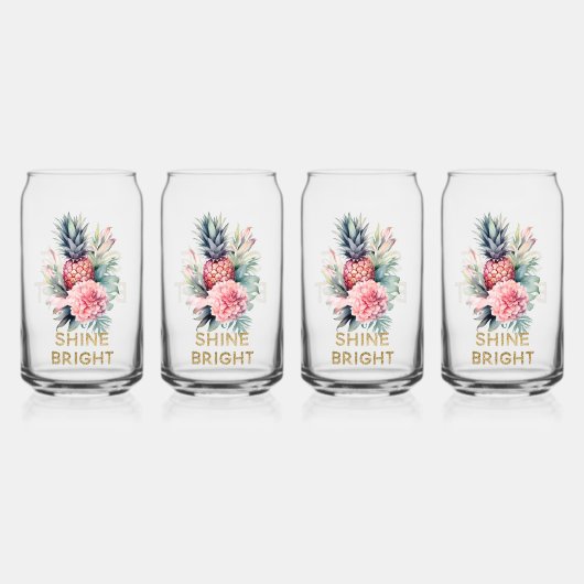 熱帯金ゴールドグリッターシャインパイナップル ガラス缶 (正面)