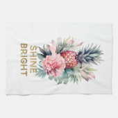 熱帯金ゴールドグリッターシャインパイナップル キッチンタオル (横)