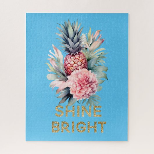 熱帯金ゴールドグリッターシャインパイナップル ジグソーパズル (縦)
