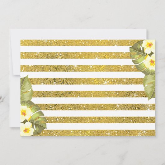 熱帯金ゴールドグリッターパイナップル誕生日写真 招待状 (裏面)