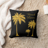 熱帯金ゴールドグリッタービーチ恋人 クッション (ブランケット)