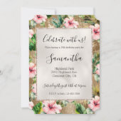 熱帯金ゴールドグリッツピンクハイビスカスフローラ 招待状 (正面)