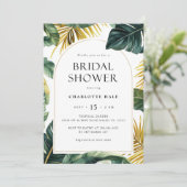 熱帯金ゴールドグリーンブライダルシャワーへの招待 招待状 (スタンド正面)