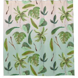 熱帯金ゴールドグリーン葉 シャワーカーテン