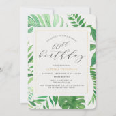 熱帯金ゴールドグリーン60thサプライズ誕生日パーティー 招待状 (正面)