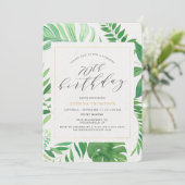 熱帯金ゴールドグリーン70thサプライズ誕生日パーティー 招待状 (スタンド正面)